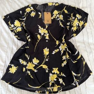 Floral Black and Yellow Blouse